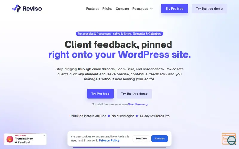 Screenshot of Reviso