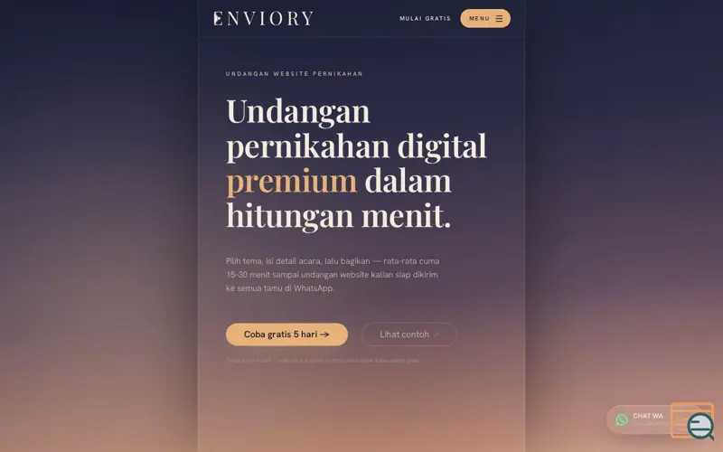 Screenshot of Enviory — Undangan Website Pernikahan Digital Premium