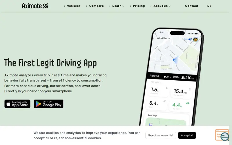 Screenshot of Aximote In-Car App