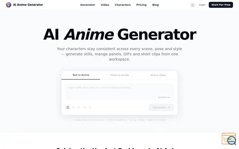 Screenshot of ai anime generator