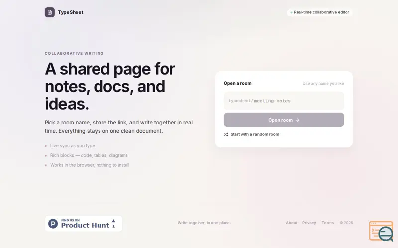 Screenshot of TypeSheet