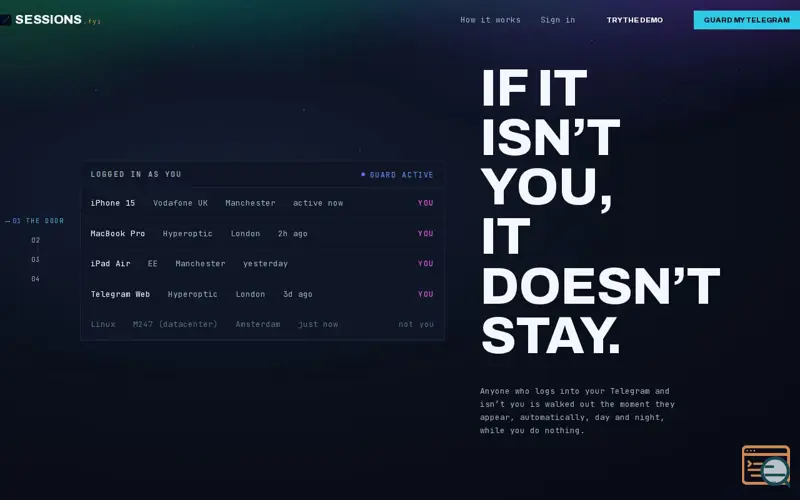 Screenshot of Sessions