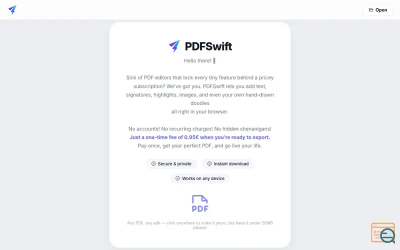 Screenshot of PDFSwift