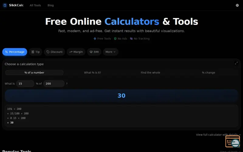 Screenshot of SlickCalc