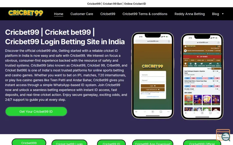 Screenshot of Cricbet99