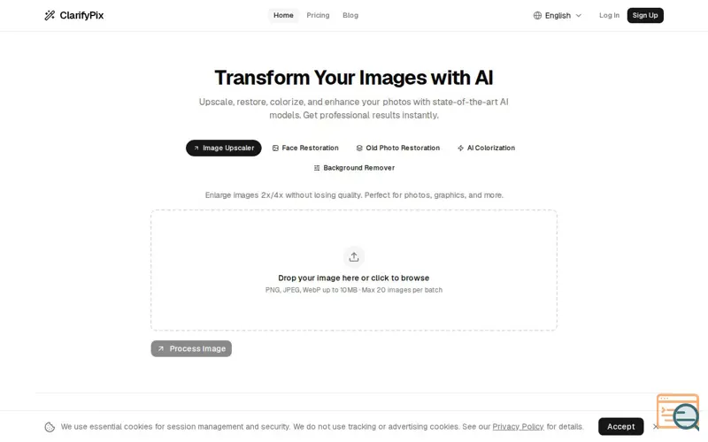 Screenshot of ClarifyPix