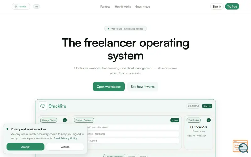 Screenshot of Stacklite