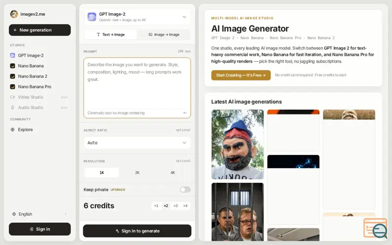Screenshot of Imagev2.me