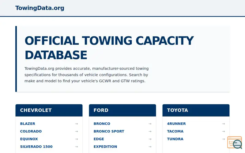 Screenshot of TowingData.org