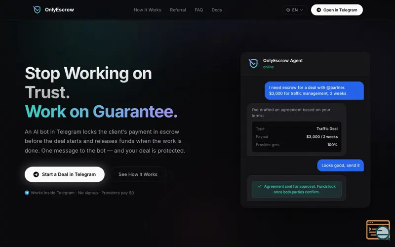 Screenshot of OnlyEscrow