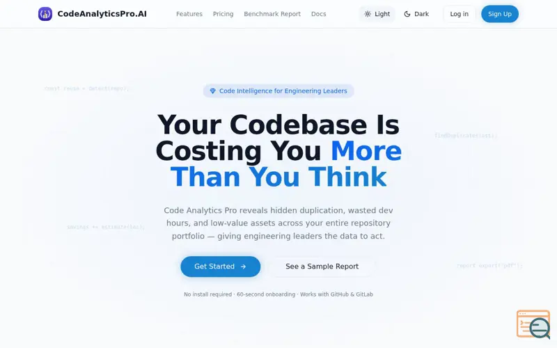 Screenshot of CodeAnalyticsPro.AI