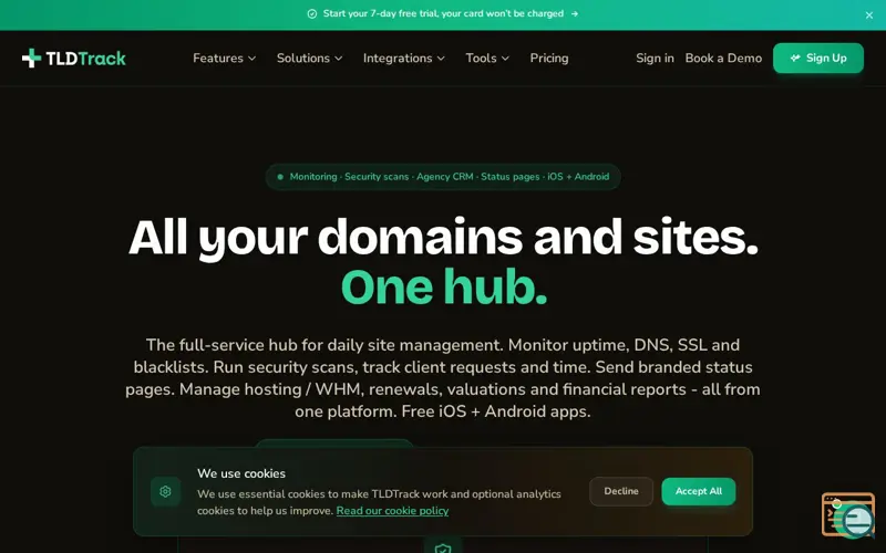 Screenshot of TLDTrack