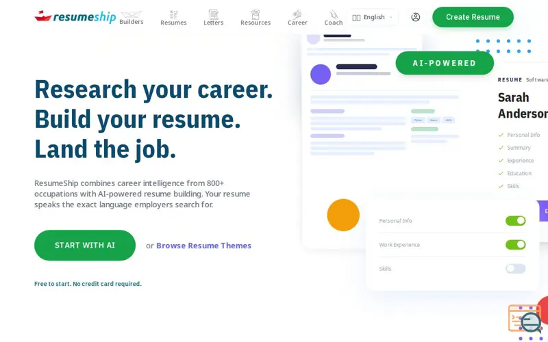 Screenshot of ResumeShip, a launch using Yandex Mail