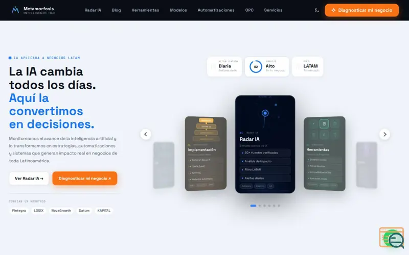 Screenshot of Metamorfosis Intelligence Hub