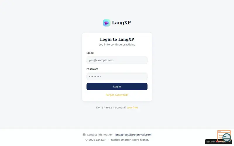 Screenshot of LangXP