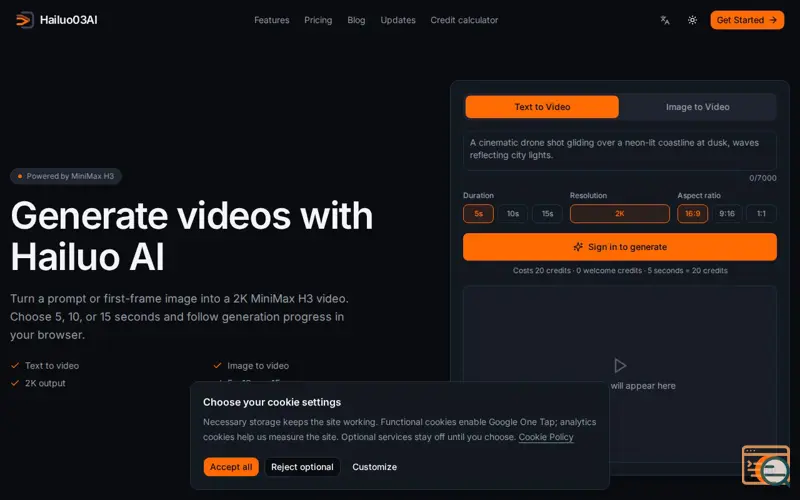 Screenshot of Hailuo03AI