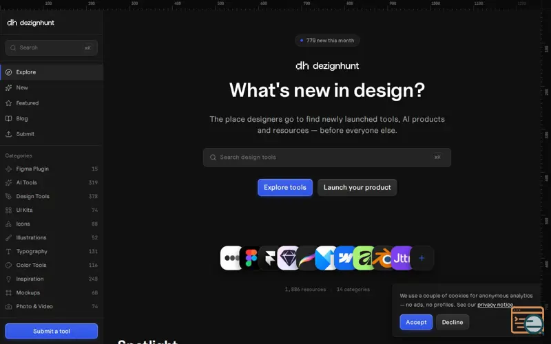 Screenshot of Dezignhunt — Discover what's new in design