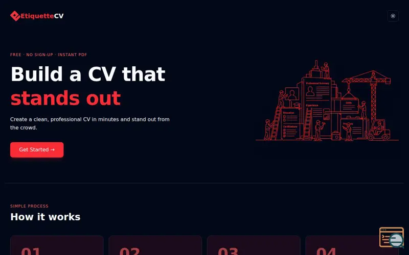 Screenshot of Etiquette CV