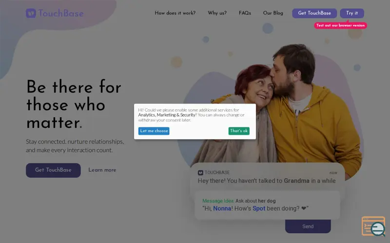 Screenshot of TouchBase