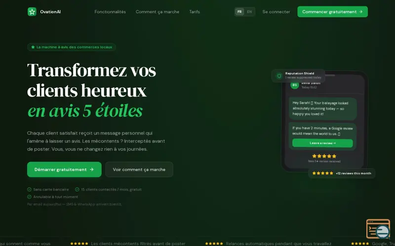 Screenshot of OvationAI