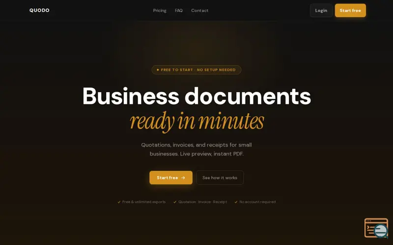 Screenshot of Quodo — Invoice, Quotation & Receipt