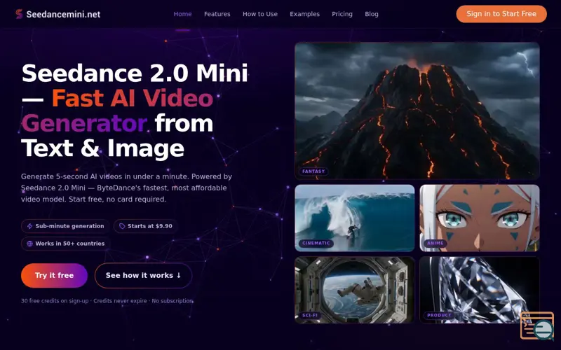 Screenshot of Seedance 2.0 mini