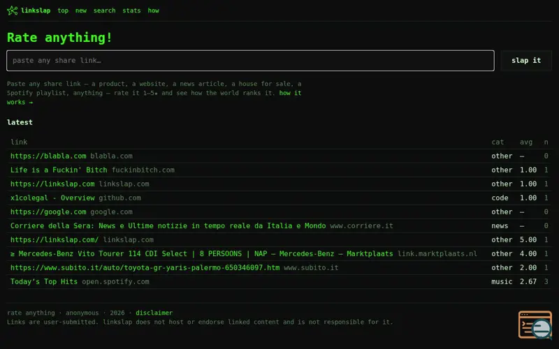 Screenshot of Linkslap