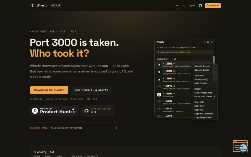 Screenshot of Wharfy