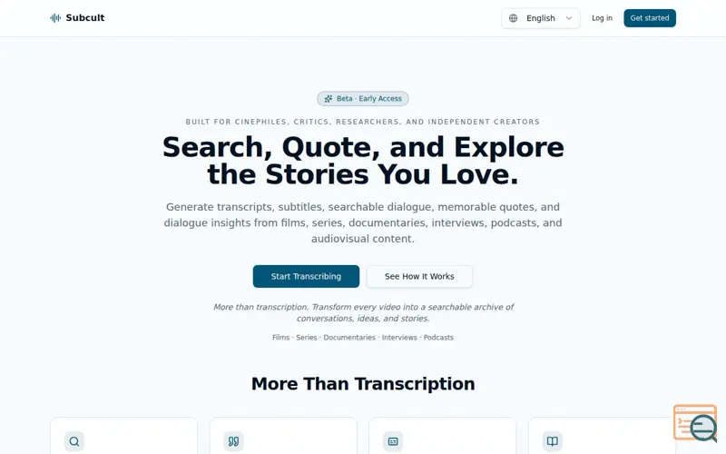 Screenshot of Subcult - IA transcription Tool 