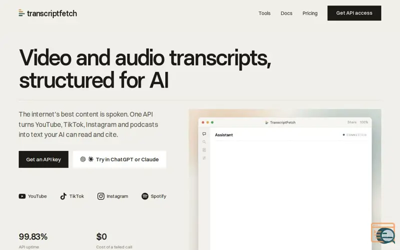 Screenshot of TranscriptFetch