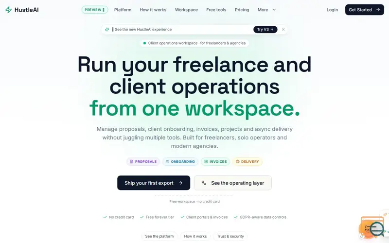 Screenshot of HustleAI