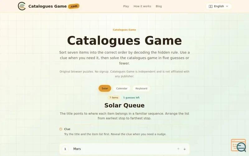 Screenshot of Catalogues Game