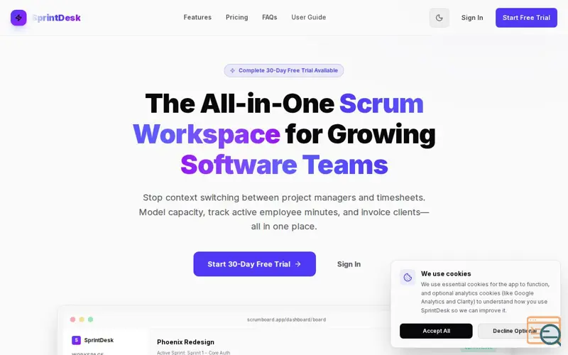 Screenshot of SprintDesk