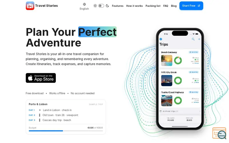 Screenshot of Travel Stories