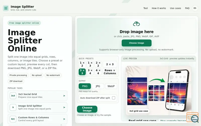 Screenshot of Image Splitter Online