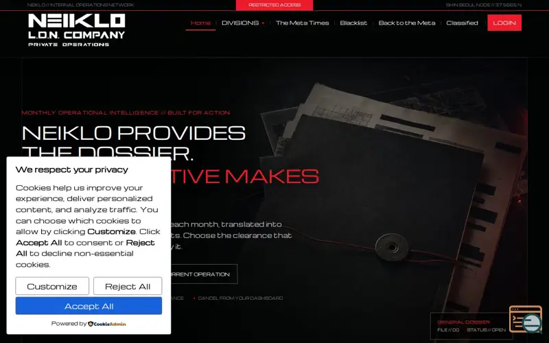 Screenshot of NEIKLO Private Operations