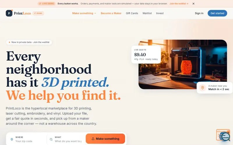 Screenshot of PrintLoco