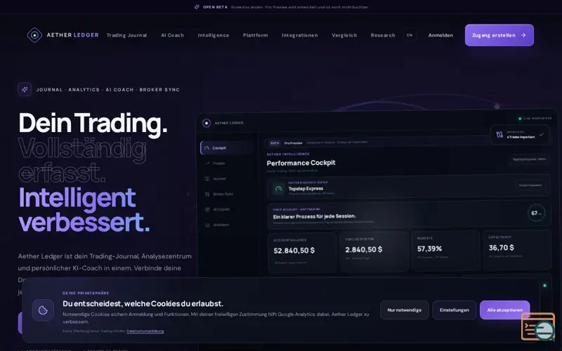 Screenshot of Aether Ledger