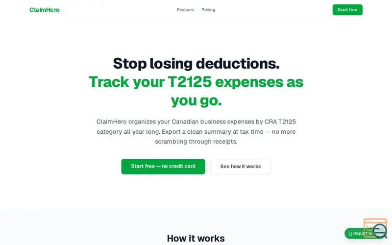Screenshot of ClaimHero