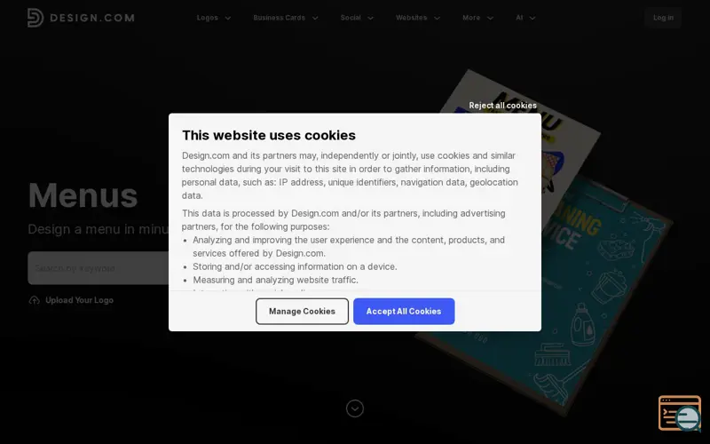 Screenshot of Design.com Menus Maker