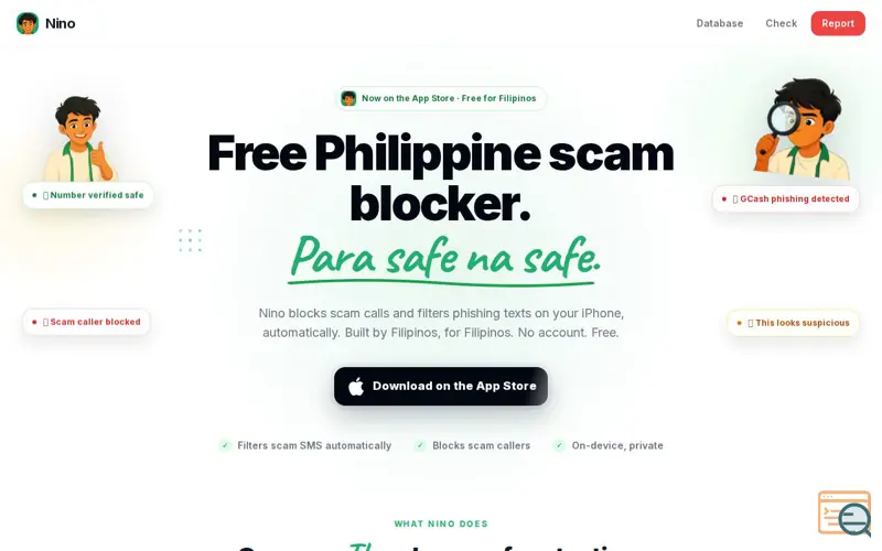 Screenshot of Nino — Philippine Scam Protection