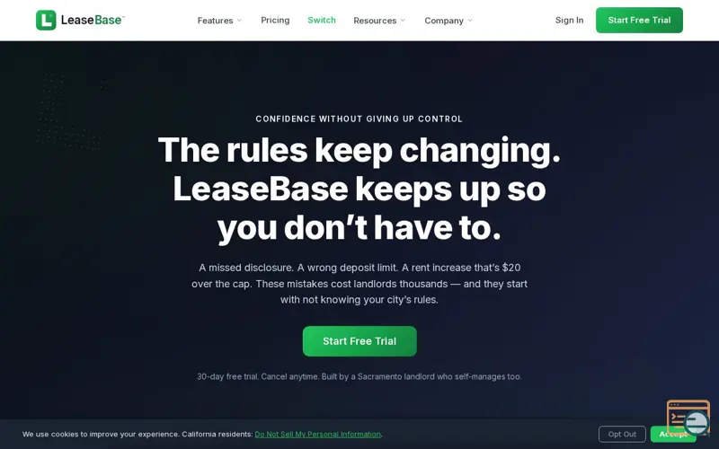 Screenshot of LeaseBase