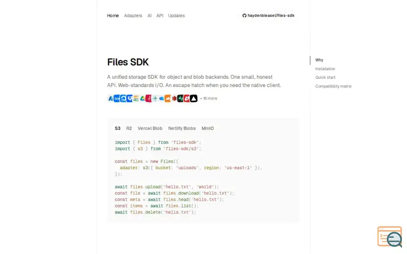 Screenshot of Files SDK