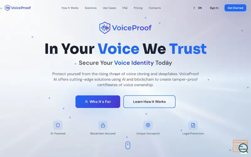 Screenshot of Voiceproof.ai