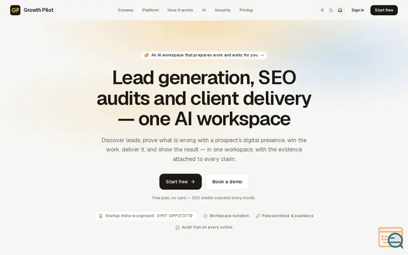 Screenshot of Growth Pilot