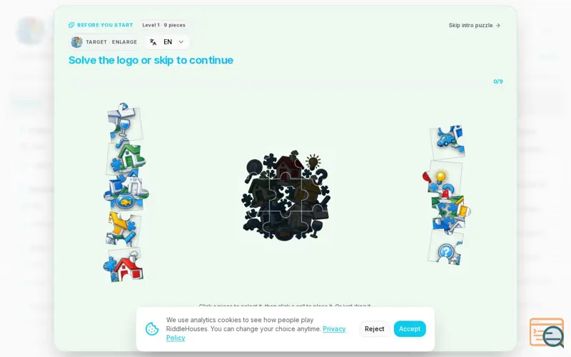Screenshot of RiddleHouses