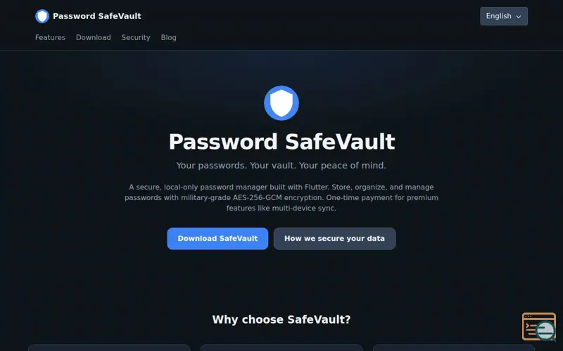 Screenshot of Password SafeVault