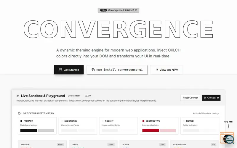 Screenshot of Convergence UI