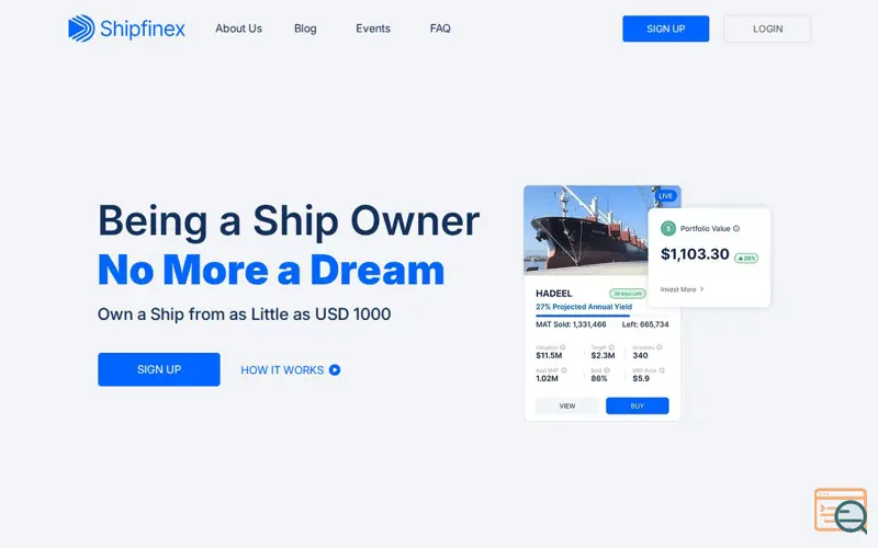 Screenshot of Shipfinex