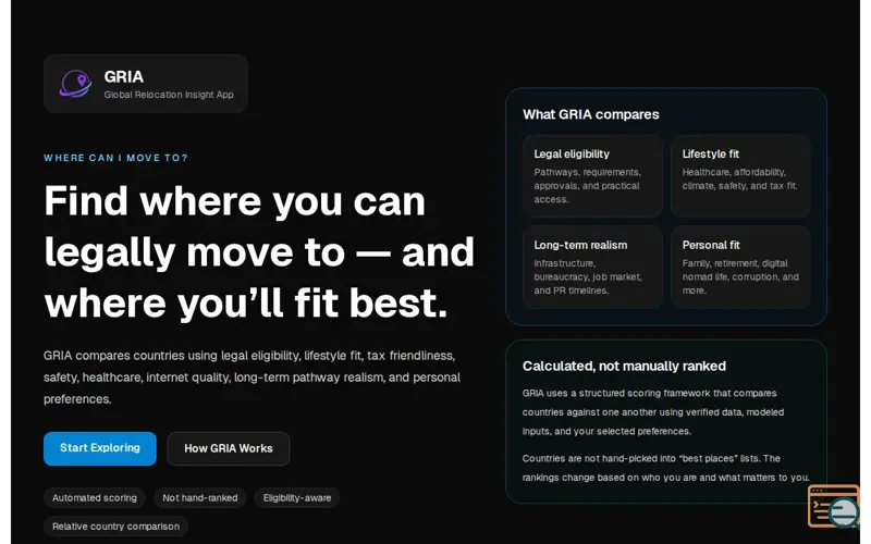 Screenshot of GRIA - Global Relocation Insight App